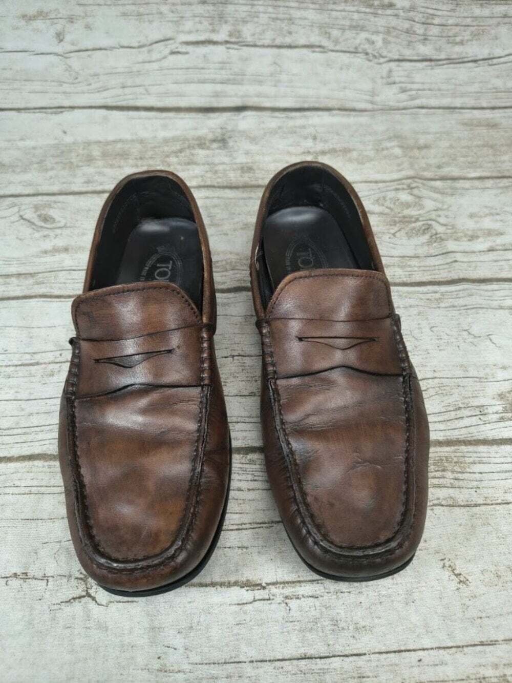 Tod’s Brown Leather Penny Loafers Made in Italy 7.5 Men